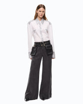 Camicia in popeline con decorazioni in strass - Bianco | Pinko