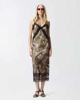 Abito slipdress midi camouflage con pizzo -  | Pinko