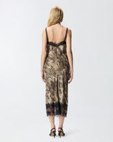 Abito slipdress midi camouflage con pizzo -  | Pinko
