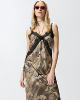 Abito slipdress midi camouflage con pizzo -  | Pinko