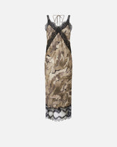 Abito slipdress midi camouflage con pizzo -  | Pinko