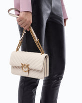 Μικρή τσάντα ώμου Love Bag One Chevron New Buckle - Λευκό | Pinko