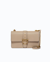 Medium Love Bag One leather handbag with New Buckle - Beige | Pinko