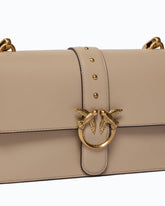 Medium Love Bag One leather handbag with New Buckle - Beige | Pinko