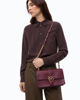Medium Love Bag One leather handbag with New Buckle - Bordeaux | Pinko
