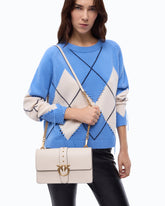 Sac à main moyen Love Bag One en cuir avec New Buckle - Blanc | Pinko
