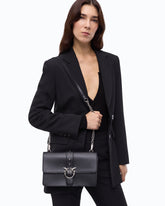 Medium Love Bag One leather handbag with New Buckle - Black | Pinko