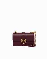Small Love Bag One leather shoulder bag with New Buckle - Bordeaux | Pinko