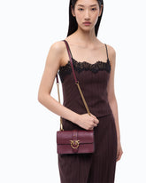 Small Love Bag One leather shoulder bag with New Buckle - Bordeaux | Pinko