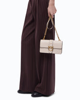 Small Love Bag One leather shoulder bag with New Buckle - White | Pinko