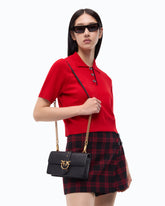 Small Love Bag One leather shoulder bag with New Buckle - Black | Pinko