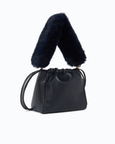 Borsa secchiello a spalla in nappa con doppia tracolla - Nero | Pinko