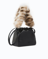 Borsa secchiello a spalla in nappa con doppia tracolla - Multicolor Nero-Marrone | Pinko