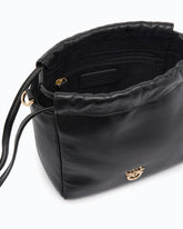 Borsa secchiello a spalla in nappa con doppia tracolla - Multicolor Nero-Marrone | Pinko