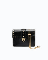 Portacarte Love Pocket in pelle con tracolla a catena - Nero | Pinko