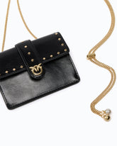 Portacarte Love Pocket in pelle con tracolla a catena - Nero | Pinko