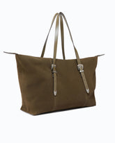 Suede tote bag with Texan details - Brown | Pinko