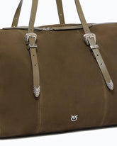 Suede tote bag with Texan details - Brown | Pinko