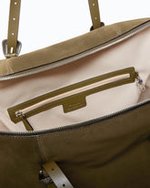 Suede tote bag with Texan details - Brown | Pinko