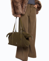 Suede tote bag with Texan details - Brown | Pinko