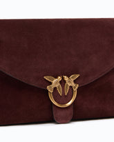 Love Bag Satchel medium crossbody bag in suede - Dark Red | Pinko