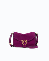 Borsa a tracolla Mini Love Bag Satchel in suede - Purple | Pinko