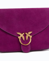 Borsa a tracolla Mini Love Bag Satchel in suede - Purple | Pinko
