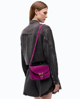Borsa a tracolla Mini Love Bag Satchel in suede - Purple | Pinko