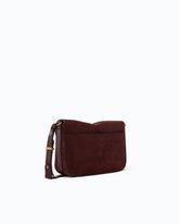 Mini Love Bag Satchel crossbody bag in suede - Dark Red | Pinko