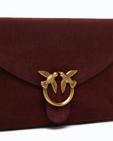 Mini Love Bag Satchel crossbody bag in suede - Dark Red | Pinko