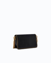 Petit sac bandoulière Love One Slouchy en cuir avec clous - Noir | Pinko