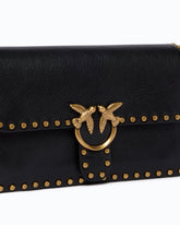 Petit sac bandoulière Love One Slouchy en cuir avec clous - Noir | Pinko