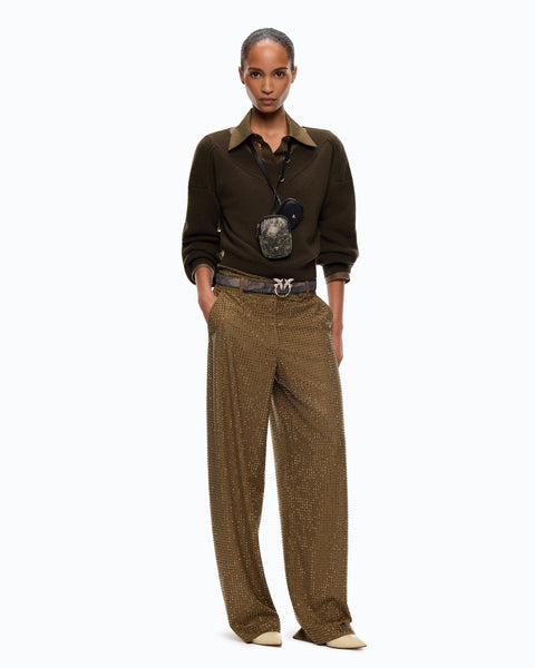 Pantaloni barrel fit con strass