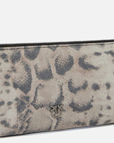 New Horizontal medium shoulder clutch in python-print suede -  | Pinko