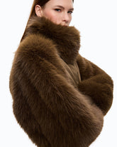 Short technical satin and faux fur bomber jacket -  | Pinko