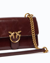 Sac à bandoulière Mini Love Bag One Light en cuir brillant à double bandoulière - Rouge foncé | Pinko