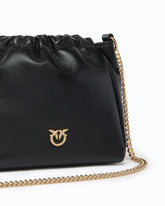 Shoulder bucket bag in nappa leather with flower - Black | Pinko