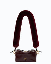 Mini Boston bag in glossy leather with two straps - Dark Red | Pinko