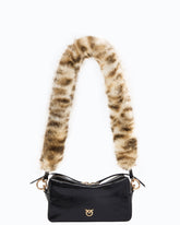 Minibolso baúl de piel brillante con doble correa - Multicolor Negro-Blanco-Marrón | Pinko