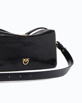 Minibolso baúl de piel brillante con doble correa - Multicolor Negro-Blanco-Marrón | Pinko