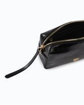Minibolso baúl de piel brillante con doble correa - Multicolor Negro-Blanco-Marrón | Pinko
