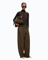 Straight-fit nubuck leather-effect trousers -  | Pinko
