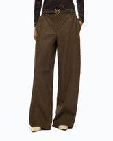 Straight-fit nubuck leather-effect trousers -  | Pinko