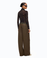 Straight-fit nubuck leather-effect trousers -  | Pinko