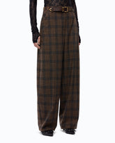Barrel-fit trousers with micro houndstooth motif - Multicolor Brown-Black | Pinko