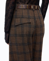 Barrel-fit trousers with micro houndstooth motif - Multicolor Brown-Black | Pinko