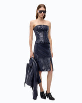 Bustier top with crocodile print and zip - Blue | Pinko