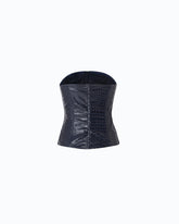 Bustier top with crocodile print and zip - Blue | Pinko