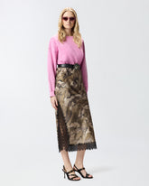 Gonna midi camouflage con pizzo e spacco -  | Pinko