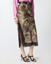 Gonna midi camouflage con pizzo e spacco -  | Pinko